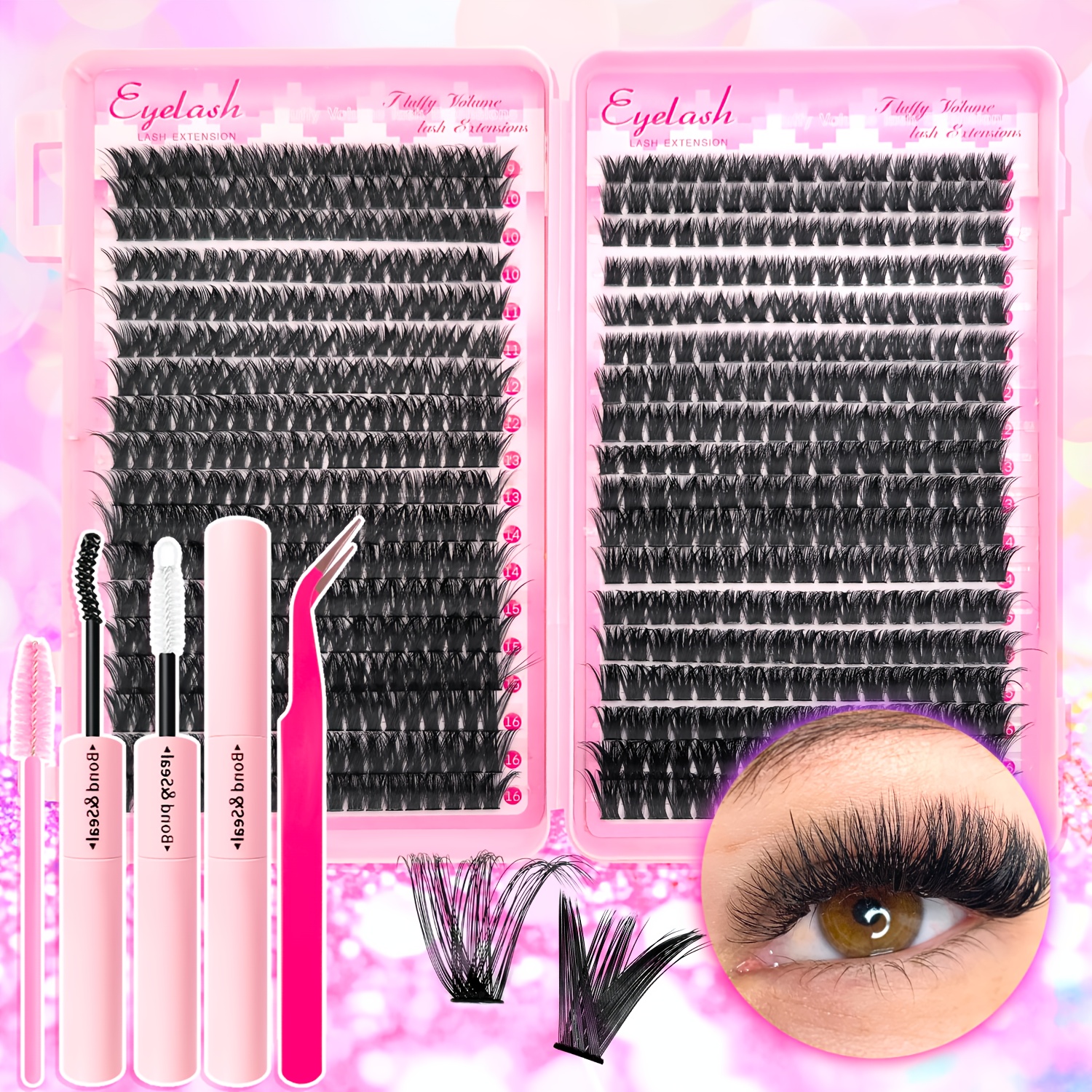 Eyelash Extension Equipment - 720/200pcs eyelash Extension Kit Fluffy Eyelash
