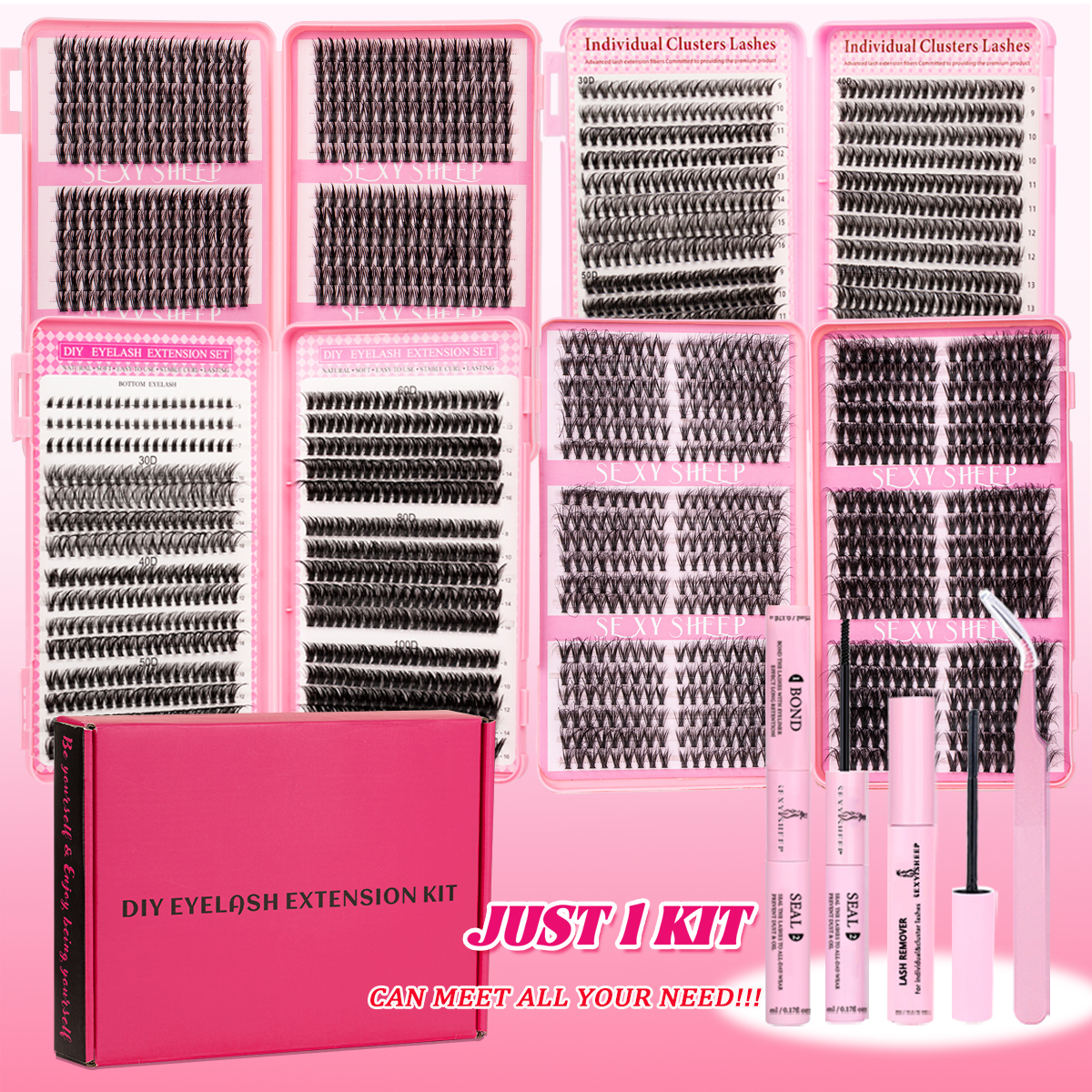 Eyelash Extension Volume Styles - Volume Eyelashes Clusters Kit Mix Styles