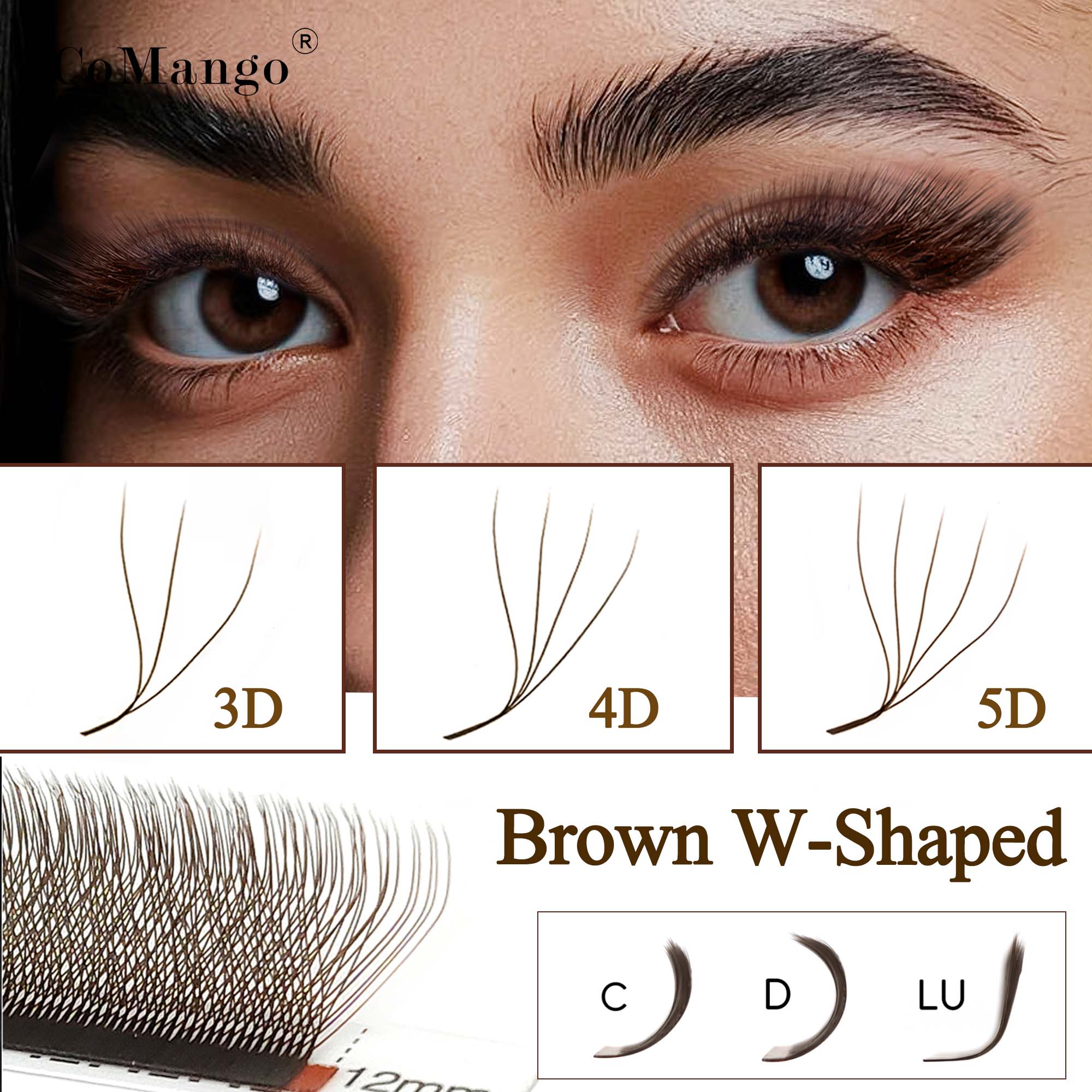 CoMango C/D/LU Brown 3D/4D/5D  - Eyelash Extension Volume Styles のレビューと価格