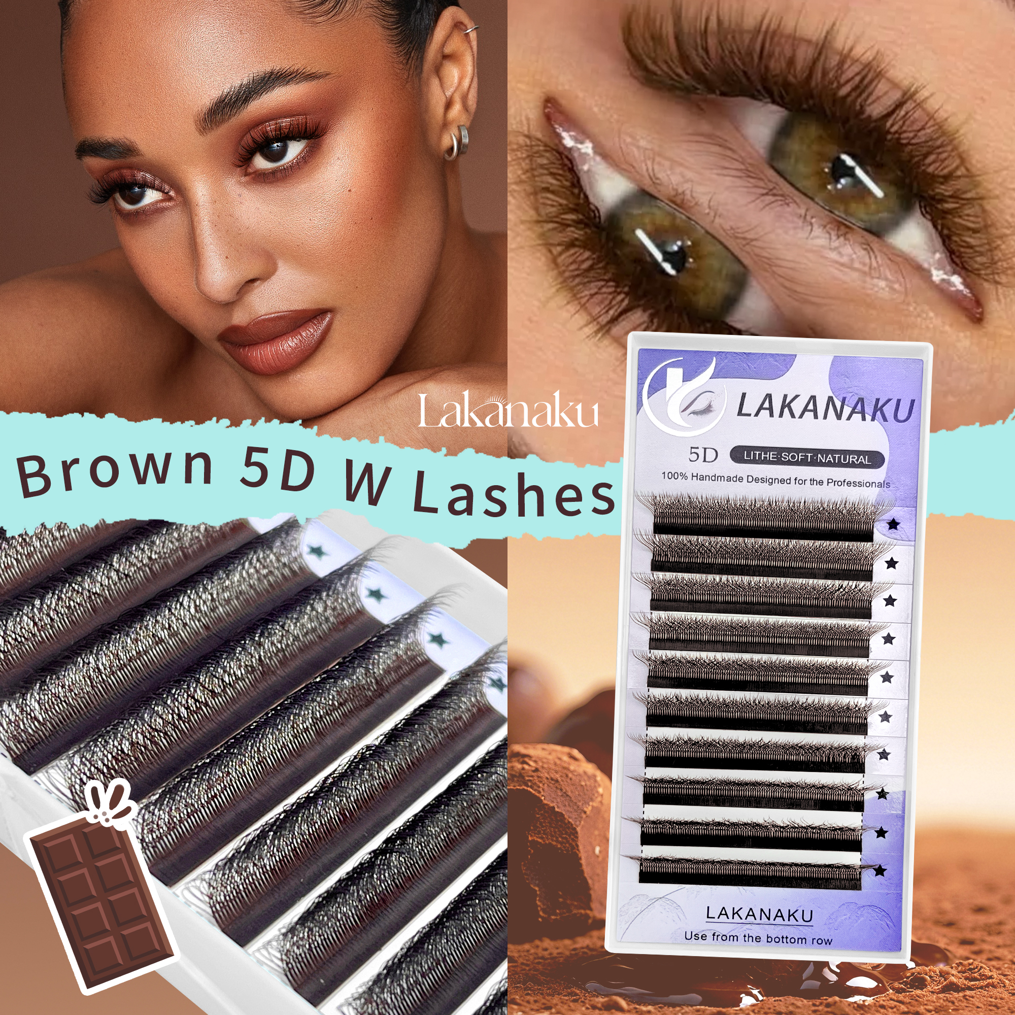 LAKANAKU M Curl Brown 5D W Sty - Eyelash Extension Volume Styles のレビューと価格