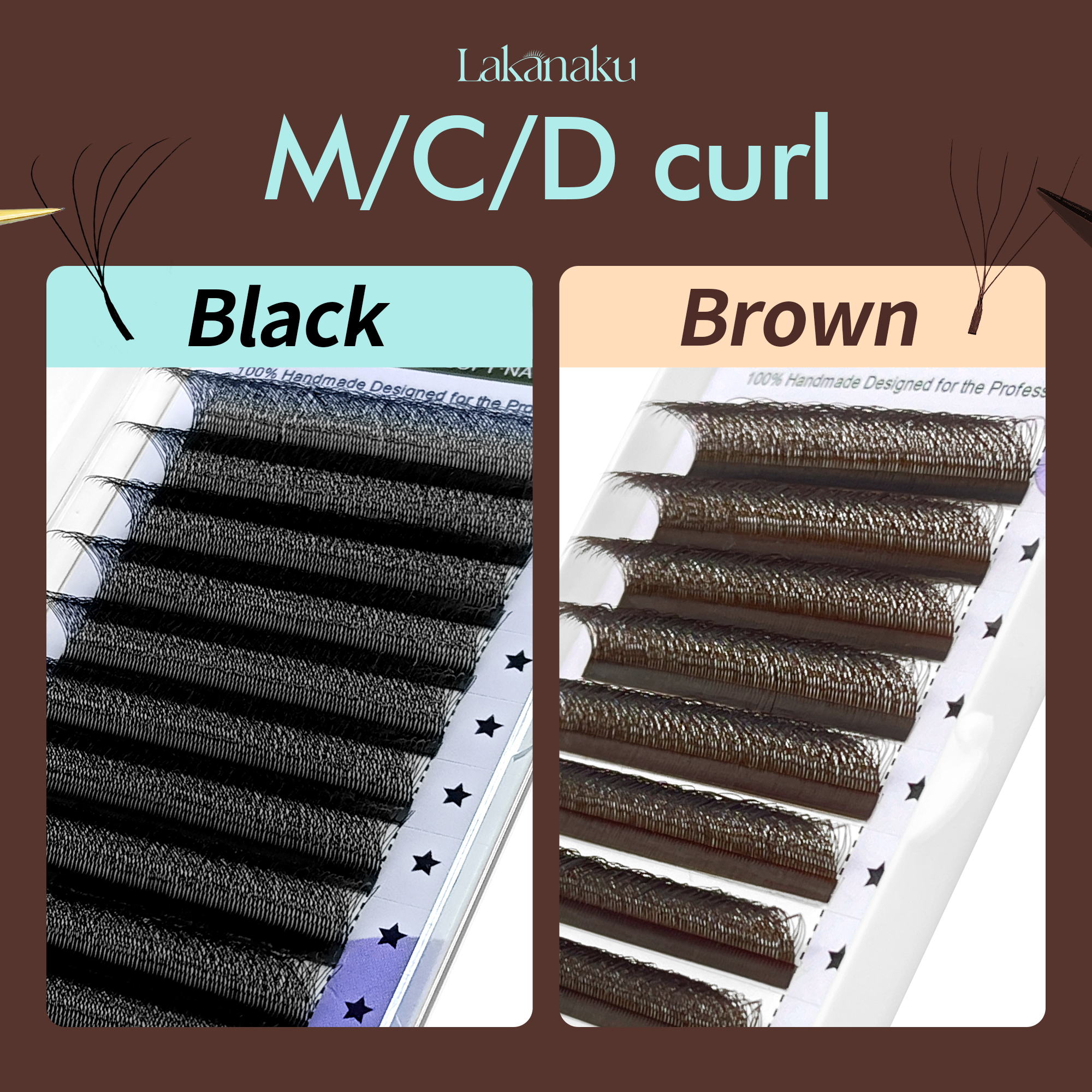 LAKANAKU M Curl Brown 5D W Sty - Eyelash Extension Volume Styles のレビューと価格