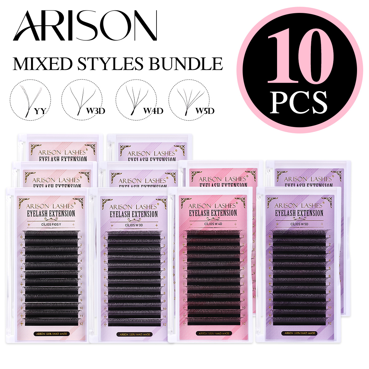 ARISON 10 Boxes Volume Eyelash - Eyelash Extension Volume Styles のレビューと価格